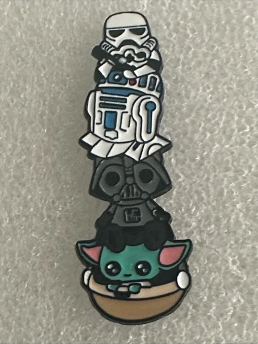 Star Wars Stacked Enamel Pin Featuring Grogu, Darth Vader, R2-D2 & Stormtrooper